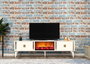 Hanah Home Doruk Fireplace - Blanco y Dorado